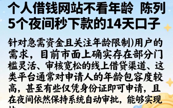 个人借钱网站不看年龄，陈列5个夜间秒下款的14天口子