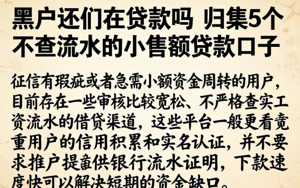 黑户还们在贷款吗，归集5个不查流水的小额度贷款口子