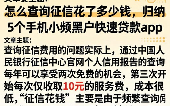 怎么查询征信花了多少钱，归纳5个手机小额黑户快速贷款app