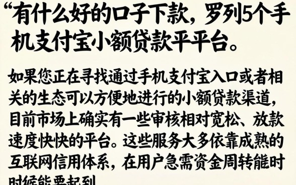 有什么好的口子下款，罗列5个手机支付宝小额贷款的平台