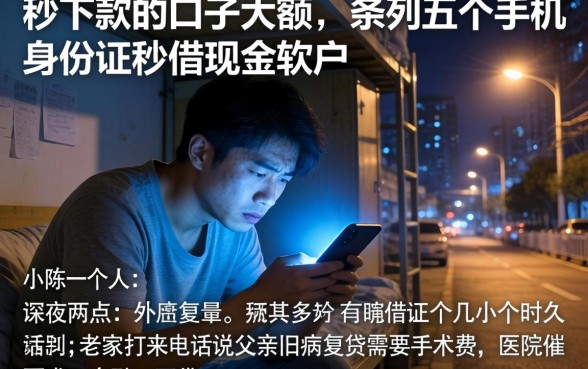 秒下款的口子大额，条列五个手机身份证秒借现金的软件