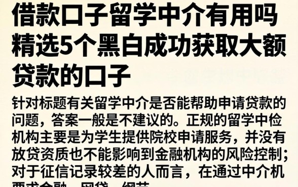 借款口子留学中介有用吗，精选5个黑户成功获取大额贷款的口子