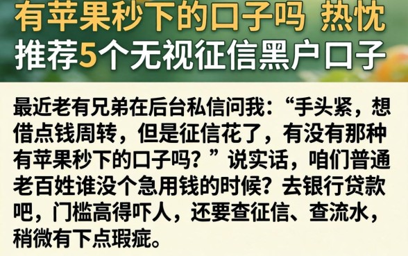 有苹果秒下的口子吗，热忱推荐5个无视征信黑户口子