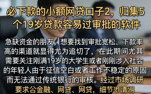 必下款的小额网贷口子2，归集5个19岁贷款容易过审批的软件