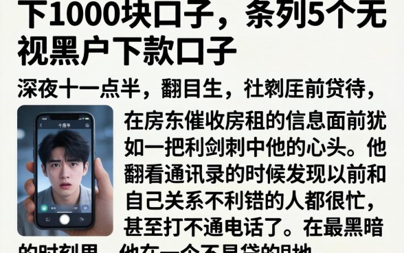 下1000块的口子，条列5个无视黑户下款口子