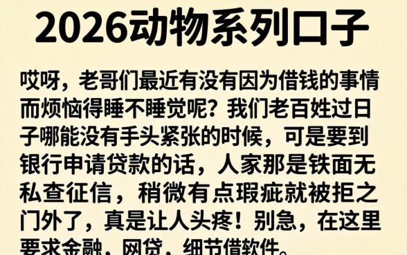 2026动物系列的口子，详尽说明五个值得信赖的借贷软件