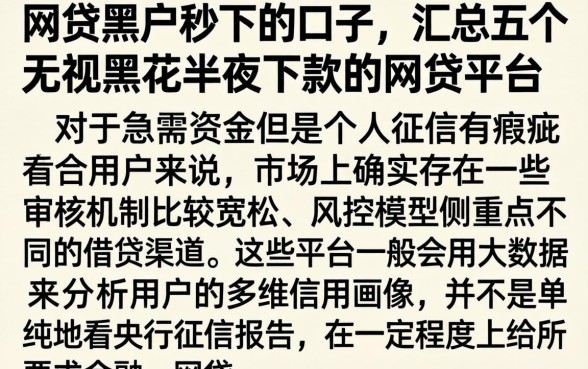 网贷黑户秒下的口子，汇总五个无视黑花半夜下款的网贷平台