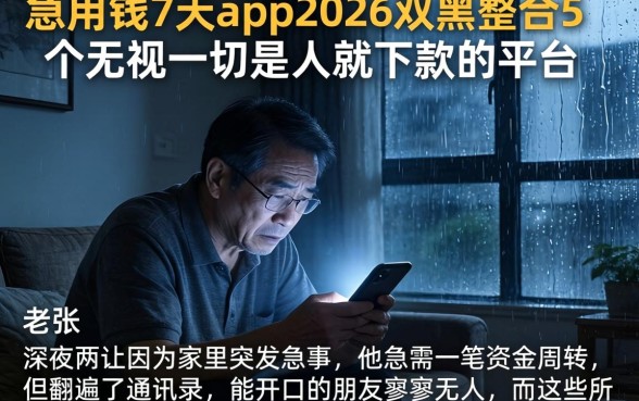 急用钱7天app2026双黑，整合5个无视一切是人就下款的平台