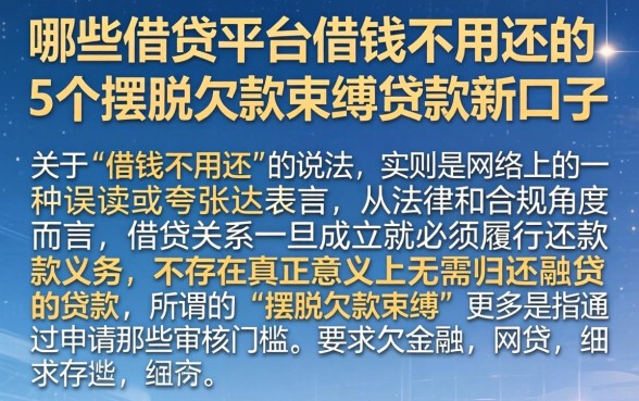 哪些借贷平台借钱不用还的,详细阐述5个摆脱欠款束缚贷款新口子