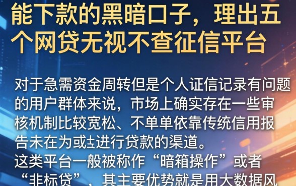 能下款的黑暗口子,理出五个网贷无视不查征信平台
