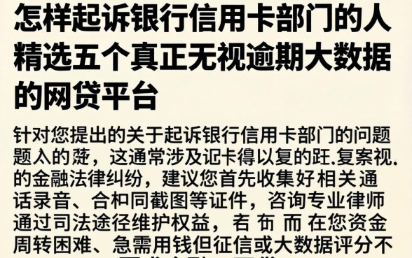 怎样起诉银行信用卡部门的人，精选五个真正无视逾期大数据的网贷平台
