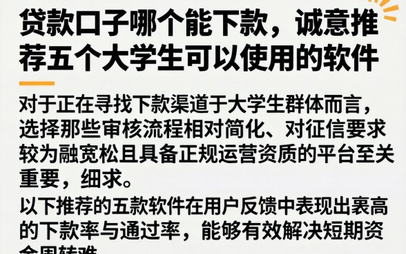 贷款口子哪个能下款，诚意推荐五个大学生可以使用的软件