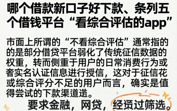 哪个借款新口子好下款，条列五个借钱平台不看综合评估的app
