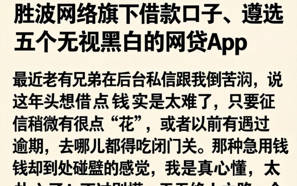 胜波网络旗下借款口子，遴选五个无视黑白的网贷app