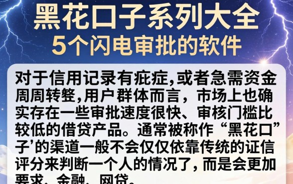 黑花口子系列大全，详细阐述5个闪电审批的软件
