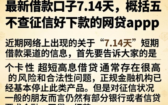 最新借款口子7.14天，概括五个不查征信好下款的网贷app