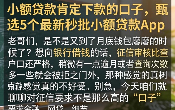 小额贷款肯定下款的口子,甄选5个最新秒批小额贷款app