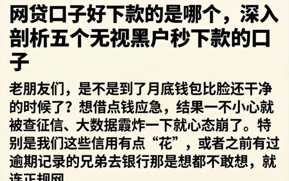 网贷口子好下款的是哪个，深入剖析五个无视黑户秒下款的口子