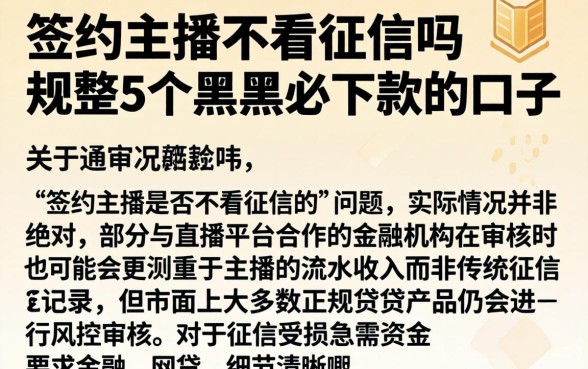 签约主播不看征信吗，规整5个黑户必下款的口子