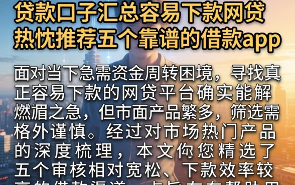 贷款口子汇总容易下款网贷，热忱推荐五个靠谱的借款app