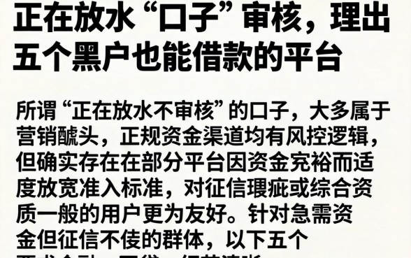 正在放水的口子不审核，理出五个黑户也能借款的平台