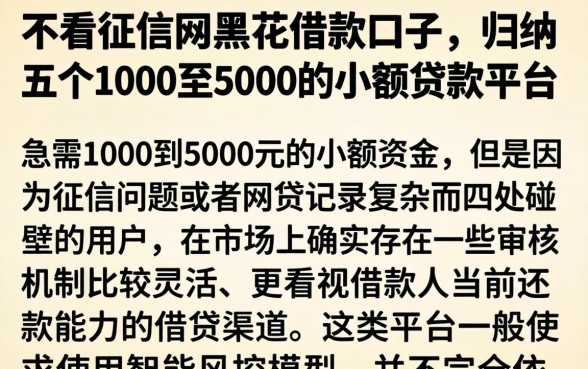 不看征信网黑花借款口子，归纳五个1000至5000的小额贷款平台