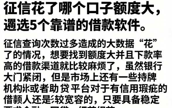 征信花了哪个口子额度大，遴选5个靠谱的借款软件