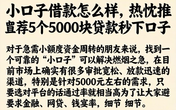 小口子借款怎么样，热忱推荐5个5000块贷款秒下口子