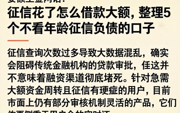 征信花了怎么借款大额，整理5个不看年龄征信负债的口子