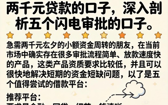 两千元贷款的口子，深入剖析五个闪电审批的口子
