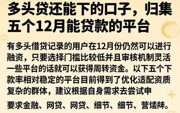 多头贷还能下的口子，归集五个12月能贷款的平台