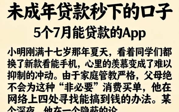 未成年贷款秒下的口子，概括5个7月能贷款的app