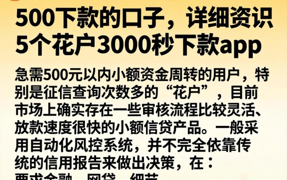 500下款的口子，详细阐述5个花户3000秒下款app