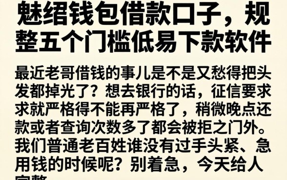 魅族钱包借款口子，规整五个门槛低易下款软件