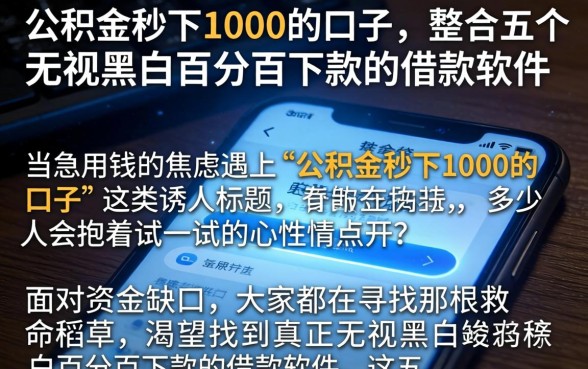 公积金秒下1000的口子,整合五个无视黑白百分百下款的借款软件