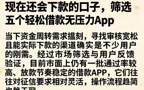 现在还会下款的口子，筛选五个轻松借款无压力app