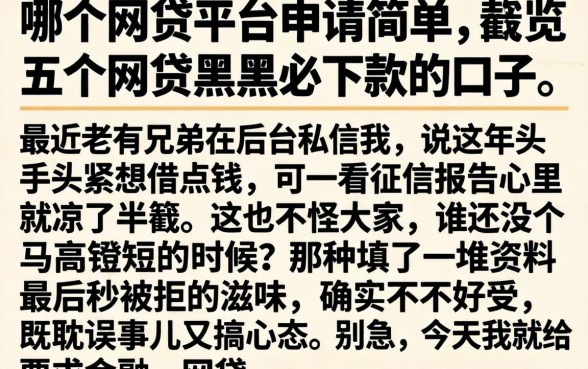 哪个网贷平台申请简单，概览五个网贷黑户必下款的口子