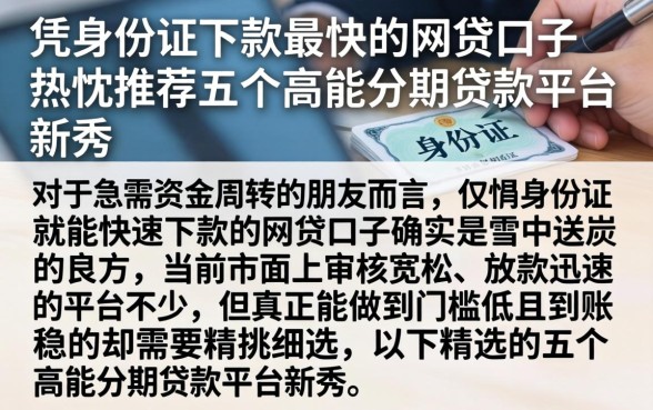 凭身份证下款最快的网贷口子，热忱推荐五个高能分期贷款平台新秀