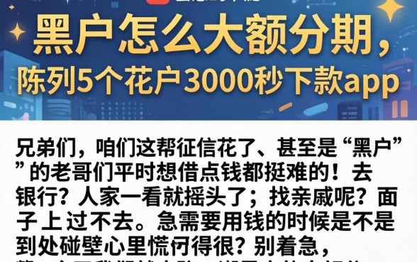 黑户怎么大额分期，陈列5个花户3000秒下款app