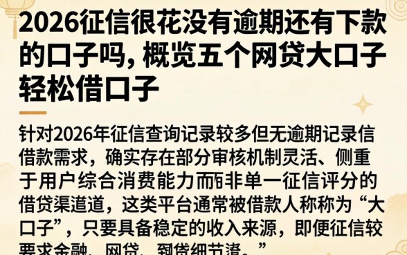 2026征信很花没有逾期还有下款的口子吗，概览五个网贷大口子轻松借口子