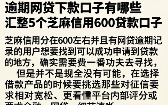 逾期网贷下款口子有哪些,汇整5个芝麻信用600贷款口子