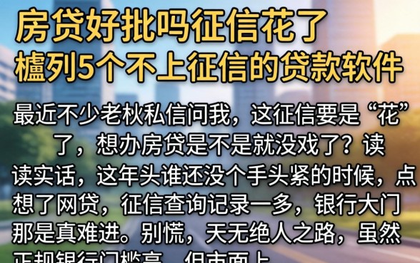 房贷好批吗征信花了，胪列5个不上征信的贷款软件