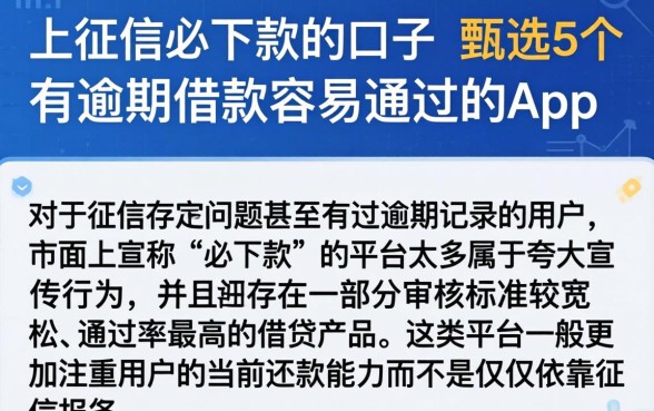 上征信必下款的口子，甄选5个有逾期借款容易通过的app