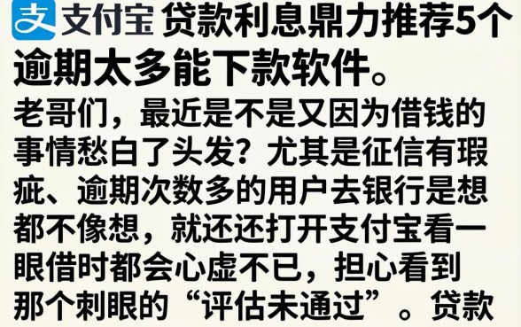 支付宝 贷款利息，鼎力推荐5个逾期太多能下款软件