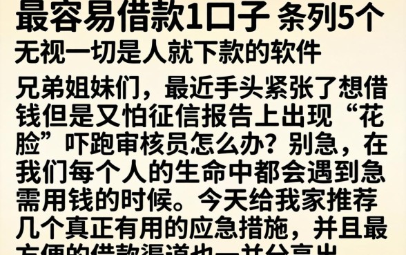 最容易借款的口子，条列5个无视一切是人就下款的软件