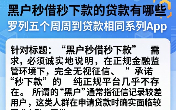 黑户秒借秒下款的贷款有哪些，罗列五个周周到贷款相同系列的app