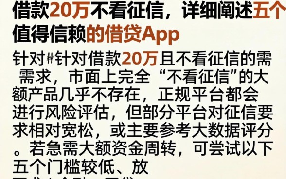 借款20万不看征信，详细阐述五个值得信赖的借贷app