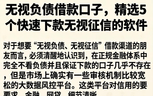 无视负债的借款口子，精选5个快速下款无视征信的软件