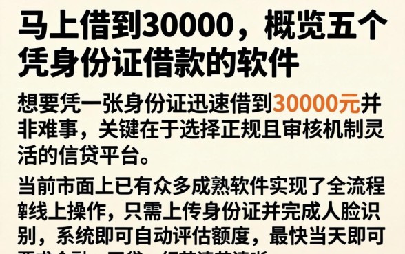 马上借到30000，概览五个凭身份证借款的软件