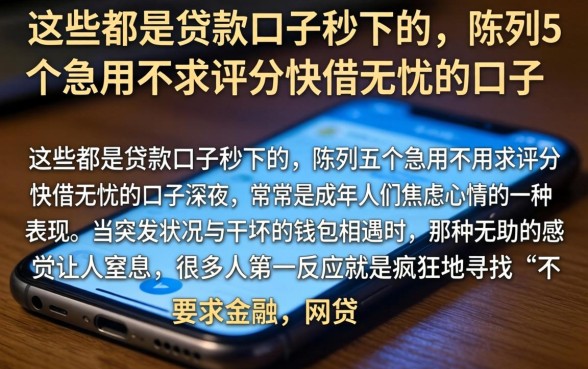 这些都是贷款口子秒下的，陈列5个急用不求评分快借无忧的口子